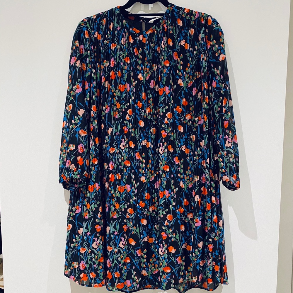 Zara Floral Pleated Mini Dress